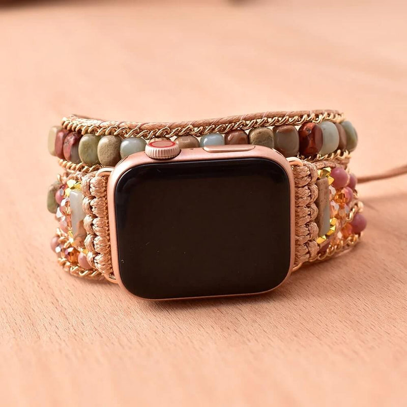 Bracelete Para AppleWatch/ SmartWatch das Pedras Naturais Amazonita